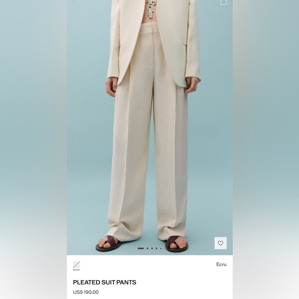 Victoria Beckham Cream High-Waist Pleated Trousers